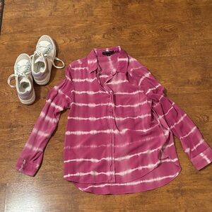 Pink Tie-Dye Button-Up Shirt